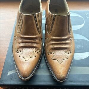 Vintage Brown Leather Western Ankle Boots – Pointed Toe